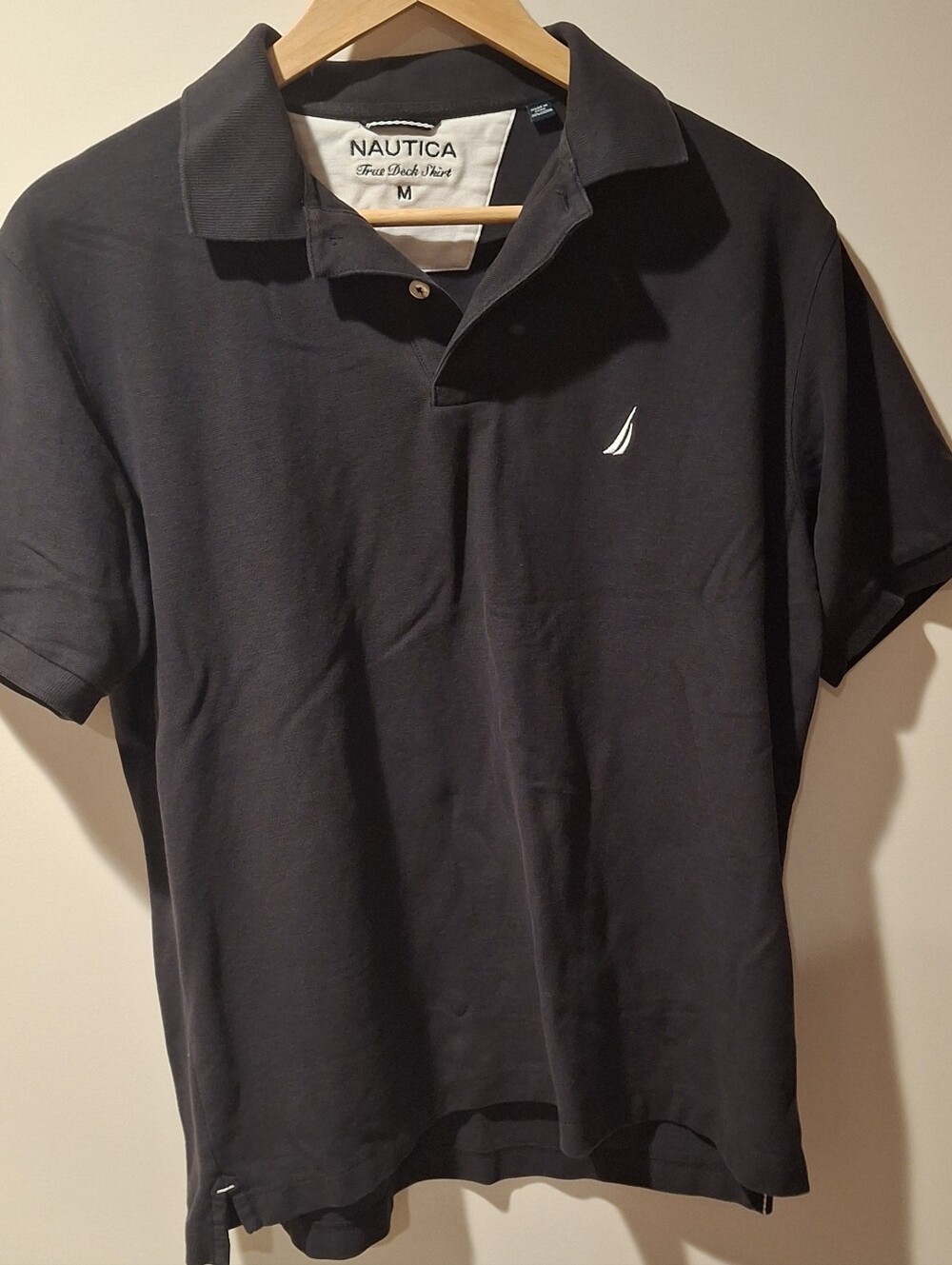 Nautica DarkBlue Short-Sleeve Polo with White Logo Mens Medium Preowned